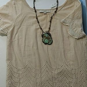 NWT Ann Taylor Loft Eyelit Beaded Blouse Sz. S